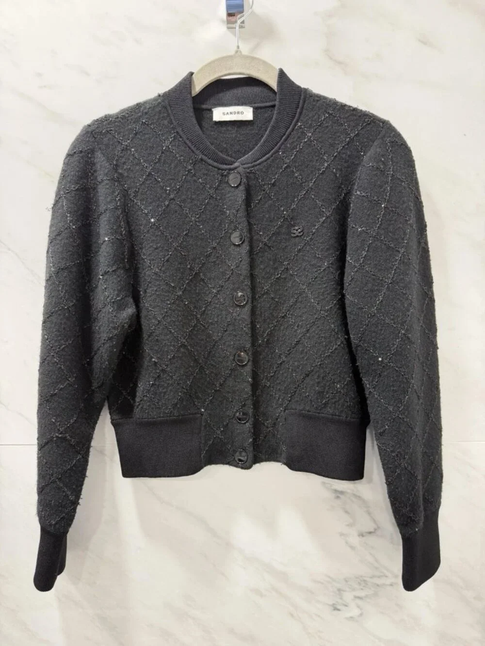 Sandro Women’s Black Knit Cardigan Sweater Long Sleeve Size 0 - Picture 1 of 6